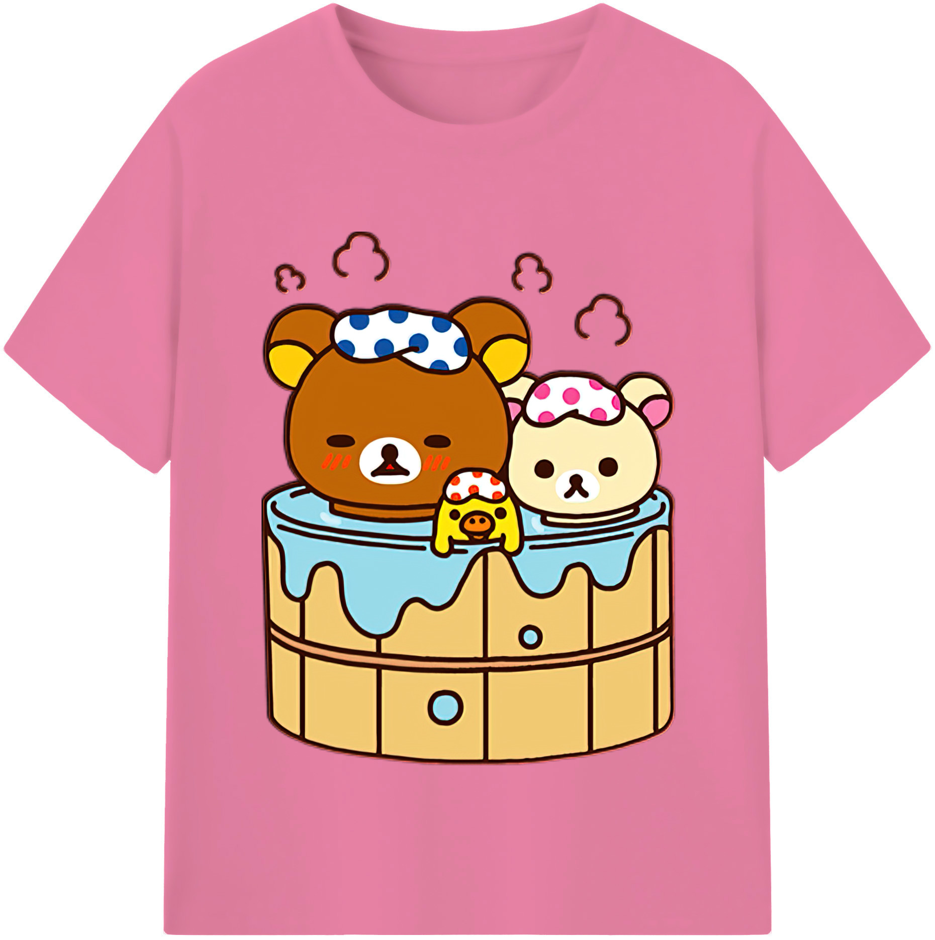 （画像用） リラックマ リラックマ キイロイトリ Rilakkuma Korilakkuma Kiiroitori 綿100％半袖Tシャツ（フロントプリント）